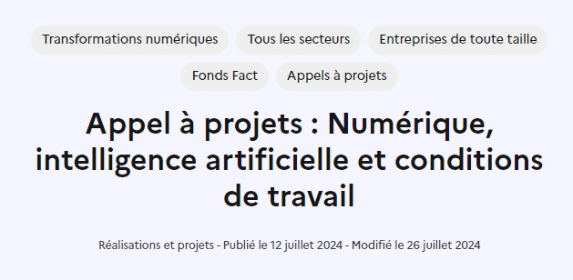 AAP Numérique IA et conditions de travail