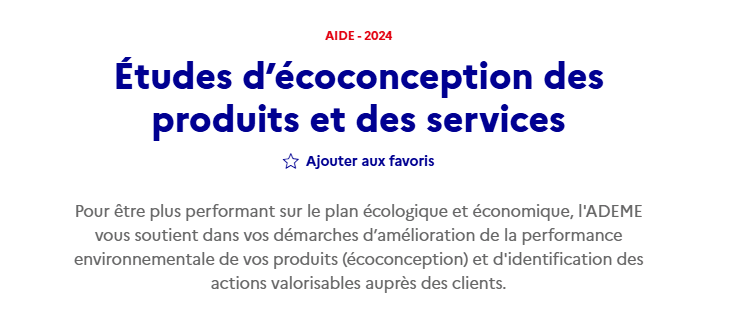 Aide financière ADEME- écoconception des produits et des services